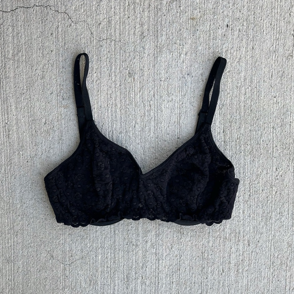 vintage black floral sheer bra